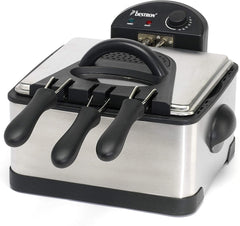 Bestron XL oliefrituregryde med 3 friturekurve, inklusive koldzoneteknologi og aftagelig olietank, 4 liter, 2000 W Hvidevarer Naty Shop Silver