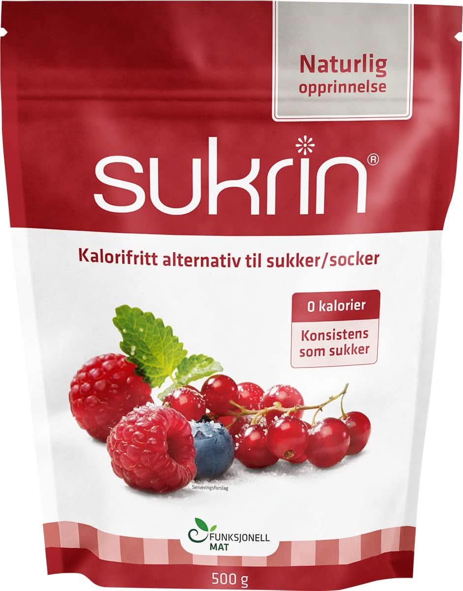 Sukrin Erythritol, naturligt alternativ til sukker uden kalorier, 1 pakke, 500 gram Sweeteners Naty Shop