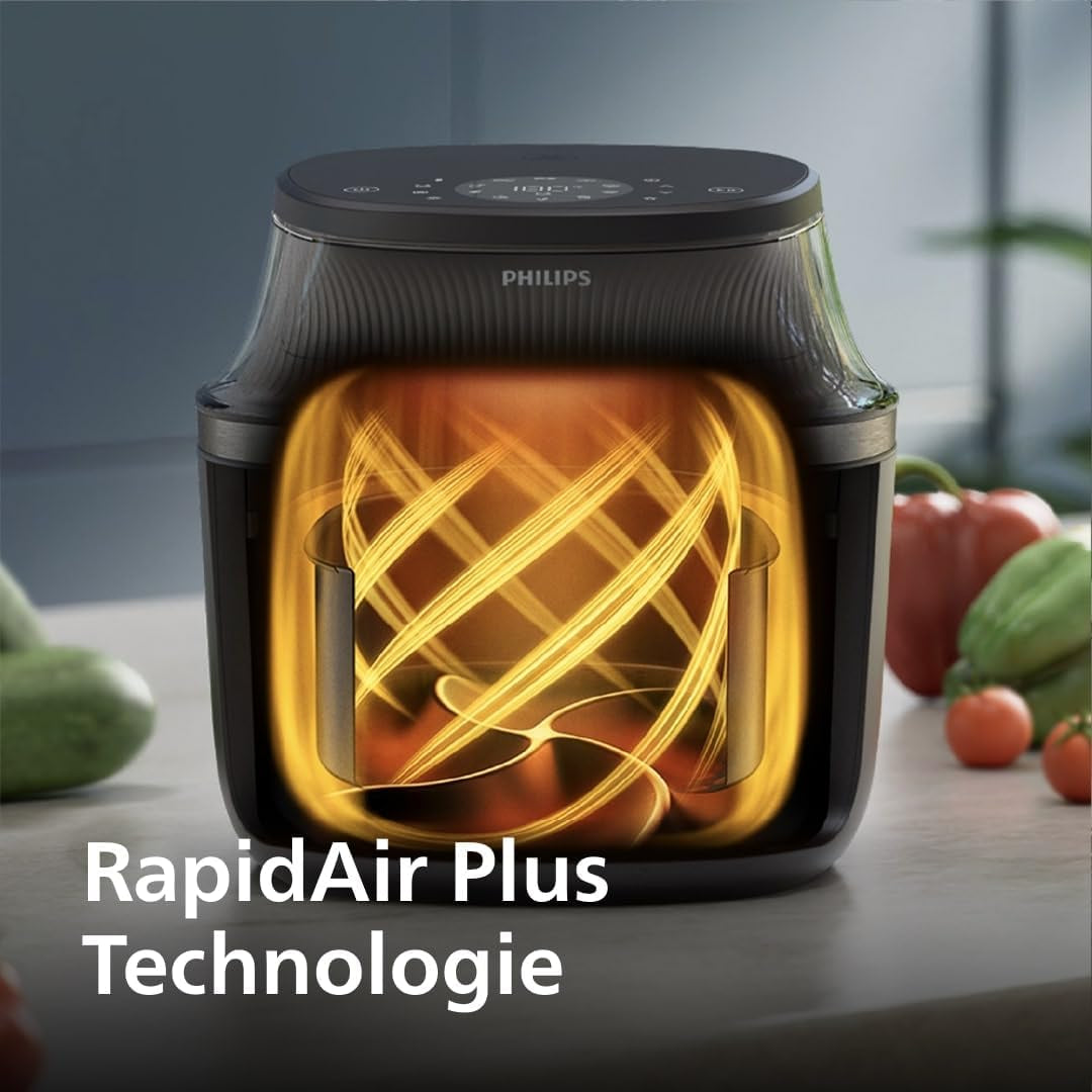 Philips Airfryer 3000 Series 6.2L, Madlavningsvindue, 16 tilberedningsfunktioner i 1, Rapidair plus-teknologi, Fedtfjernelse, Opskriftsapplikation Homeid Appliances Naty Shop