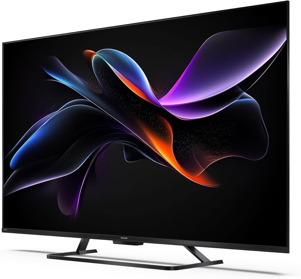 SHARP 50HR7365E – Google TV, 50" UHD, fără ramă, 144 Hz, QLED, HDR10, Dolby Vision HDR, Asistent Google cu microfon, Chromecast, Bluetooth, Dolby Atmos 2x12 W, HDMI 2.1 x4, USB x2, Culoare Negru