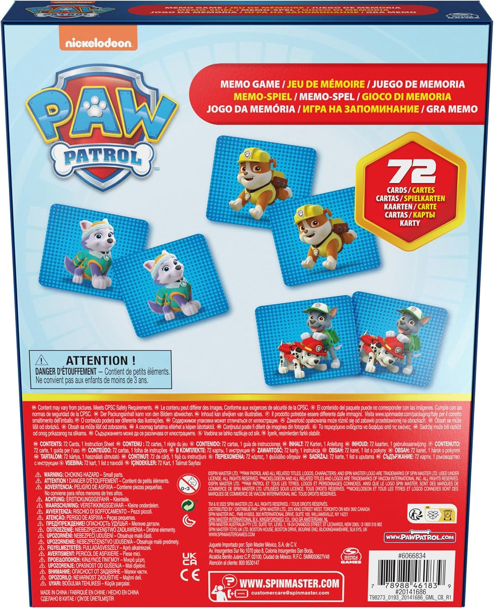 Jocuri Spin Master Paw Patrol, joc de memorie, jucarie Paw Patrol, Chase, Stella, Marcus, Ruben, jocuri de memorie cu carti, pentru copii peste 4 ani Action figures Naty Shop
