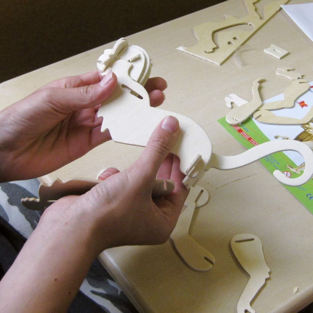 Pebaro Donau Elektronik _M880 Casă de păpuși puzzle 3D cu mobilier, 30 x 30 x 30 cm, natural