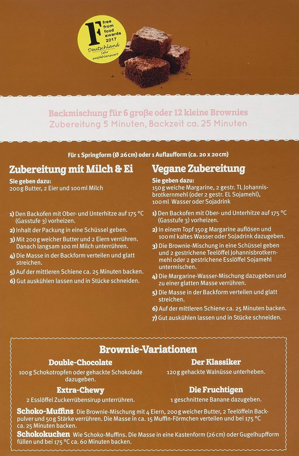 Brownies Glutenfri, 3Er Pack (3 X 400 G) - Bio Naty Shop