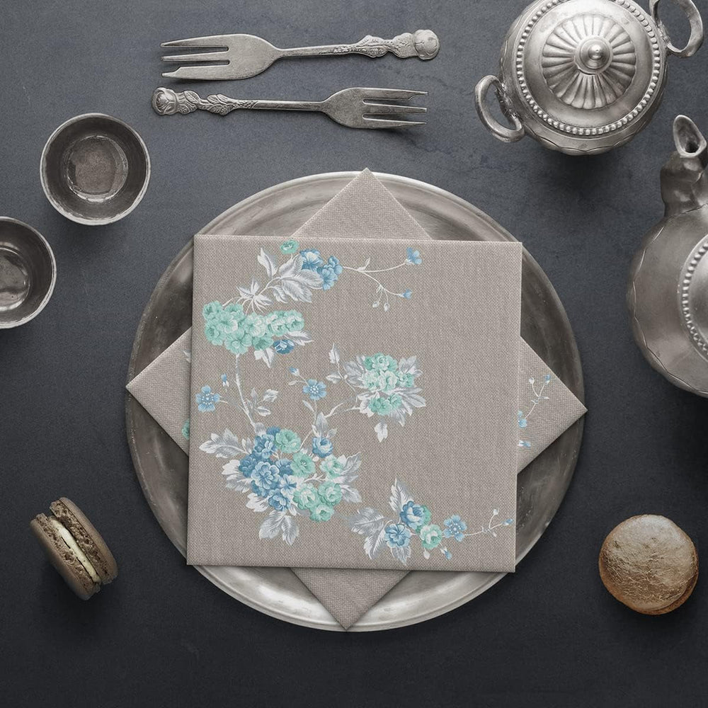 PAW - Șervețele 3 straturi (33 X 33 Cm) I 20 bucăți I Perfect pentru zile de naștere, petreceri, nunți, comuniuni și sărbători I Șervețele de hârtie colorate - flori elegante I Culoare: Peaceful Garden