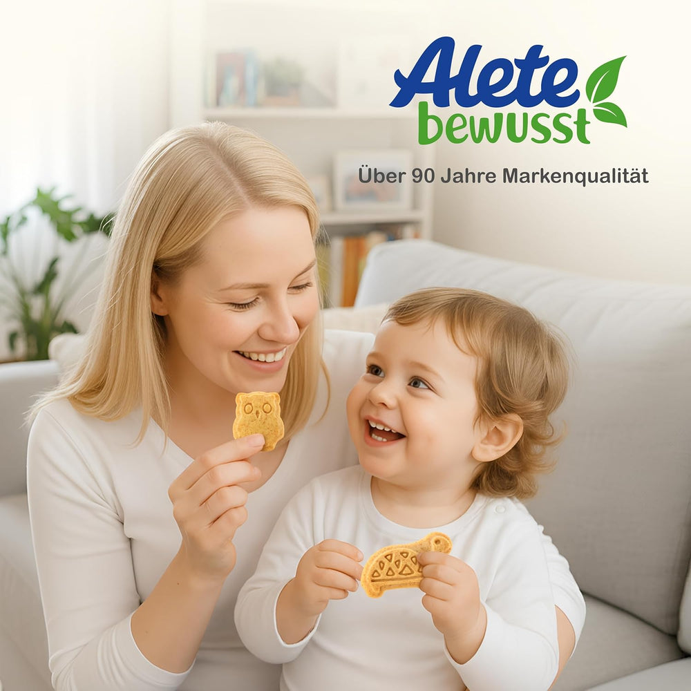 Alete Organic Crunchy Biscuits with Alac (4 x 125g) - Crunchy Alac Biscuits til babyer, palmeoliefri, fra 10 måneder
