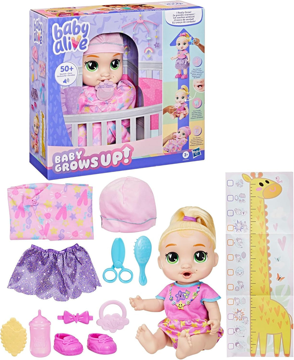 Baby Grows Up Puppe LaLa GooGoo – interaktive sprechende Babypuppe mit Wachstum (25–35 cm), 75+ Geräusche, 6 Meilensteine, Spielzeug für Kinder ab 3 Jahren