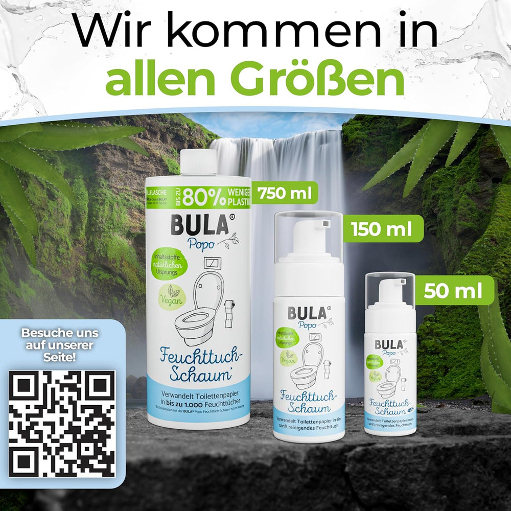 BULA® Popo genopfyldningsflaske (750 ml) BARE FOR AT FYLDE vores 150 ml og 50 ml flasker! | Erstatter op til 1.000 servietter! | Med ingredienser af naturlig oprindelse