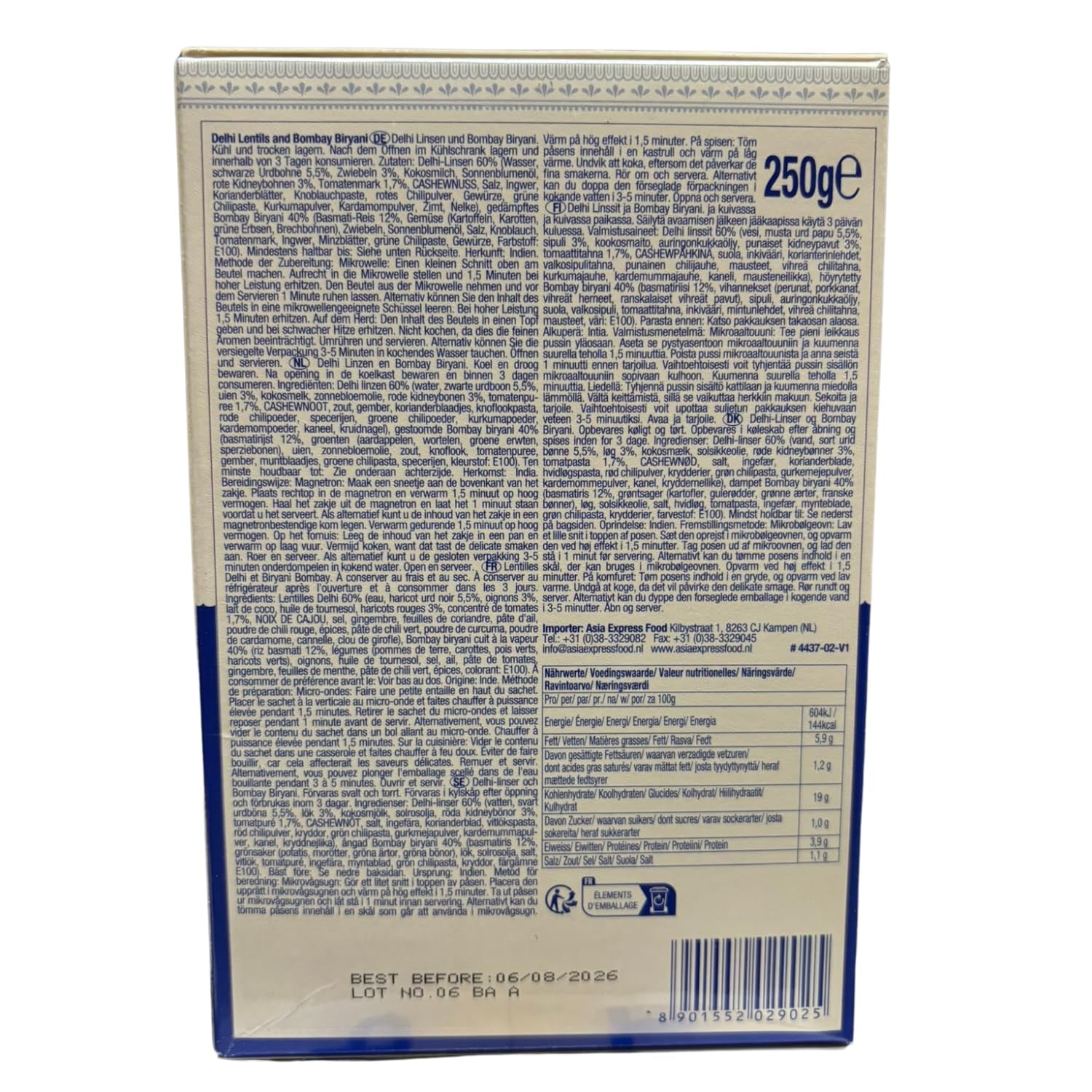 ASHOKA - Instant Delhi-linser og Bombay Biryani - (1 x 250 g)