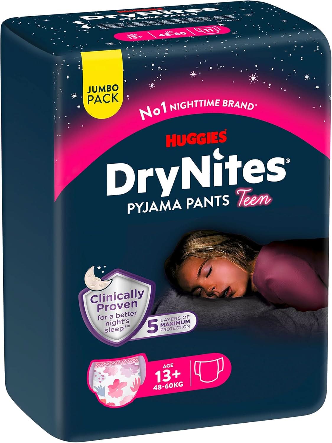 Huggies Drynites Nachtwindeln Bei Bettnässen, Für Mädchen Ab 13 Bis Ca. 17 Jahre (48-60 KG), 33 Stück (3X11), Jumbo-Monatspack, Ble-Pants XL Tilbehør Mad og Amning Baby Naty Shop