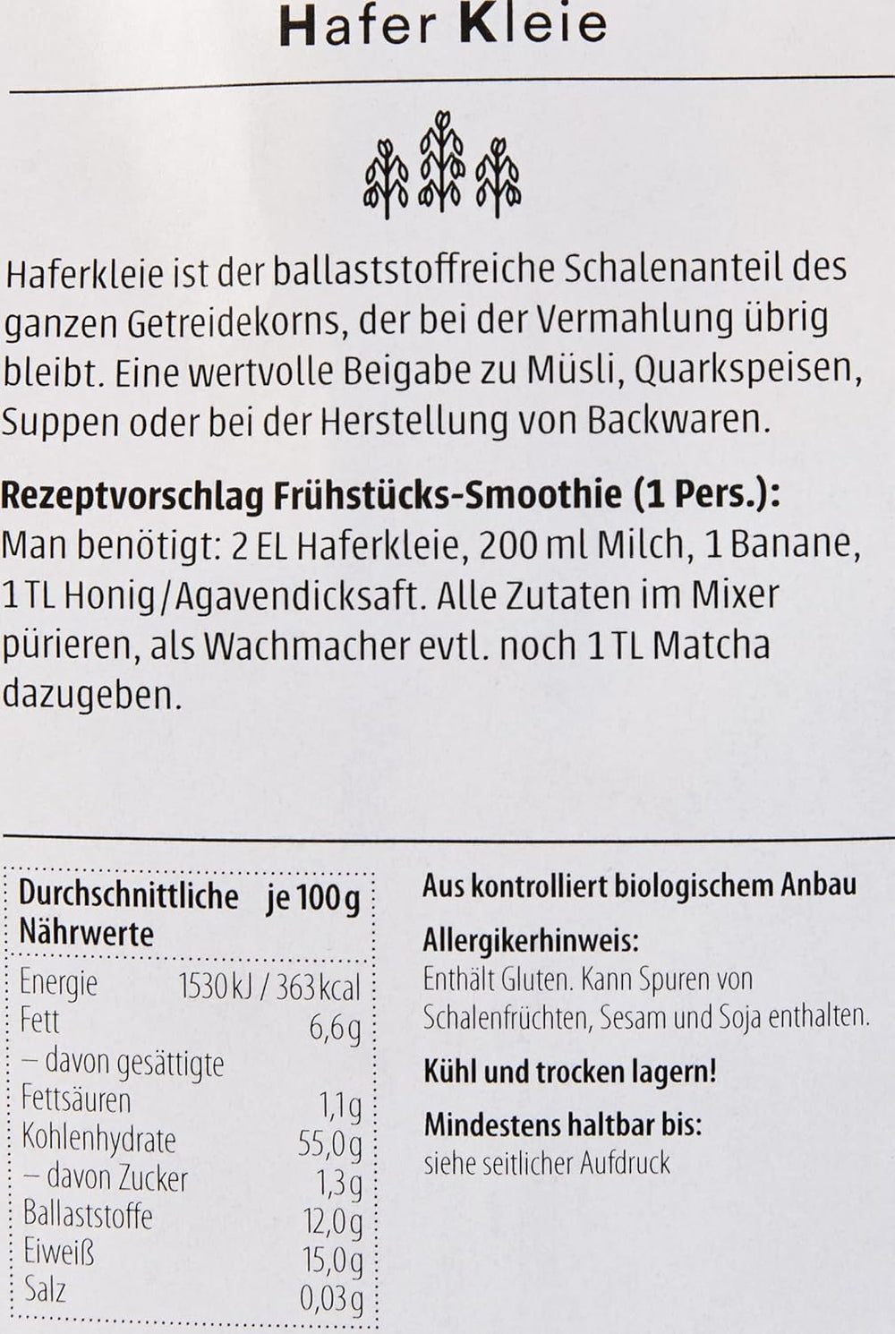 Otręby owsiane bio af kiełkami 500g