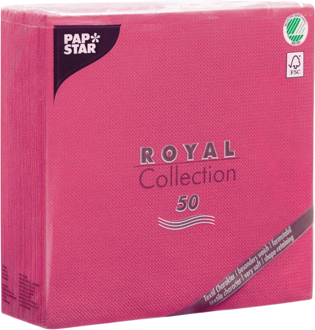 Șervețele Papstar / Șervețele Tissue Negre "Royal Collection" 40 X 40 Cm, 1/4-Fold, ideale pentru catering, gospodărie sau petreceri, #10452, 1 X 50Pack