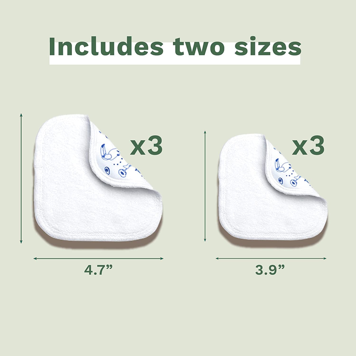 Genanvendelige body- og makeupbleer i 100 % GOTS-bomuld til babyer og hele familien - Renser huden og absorberer snavs, velegnet til følsom hud (6-pack)