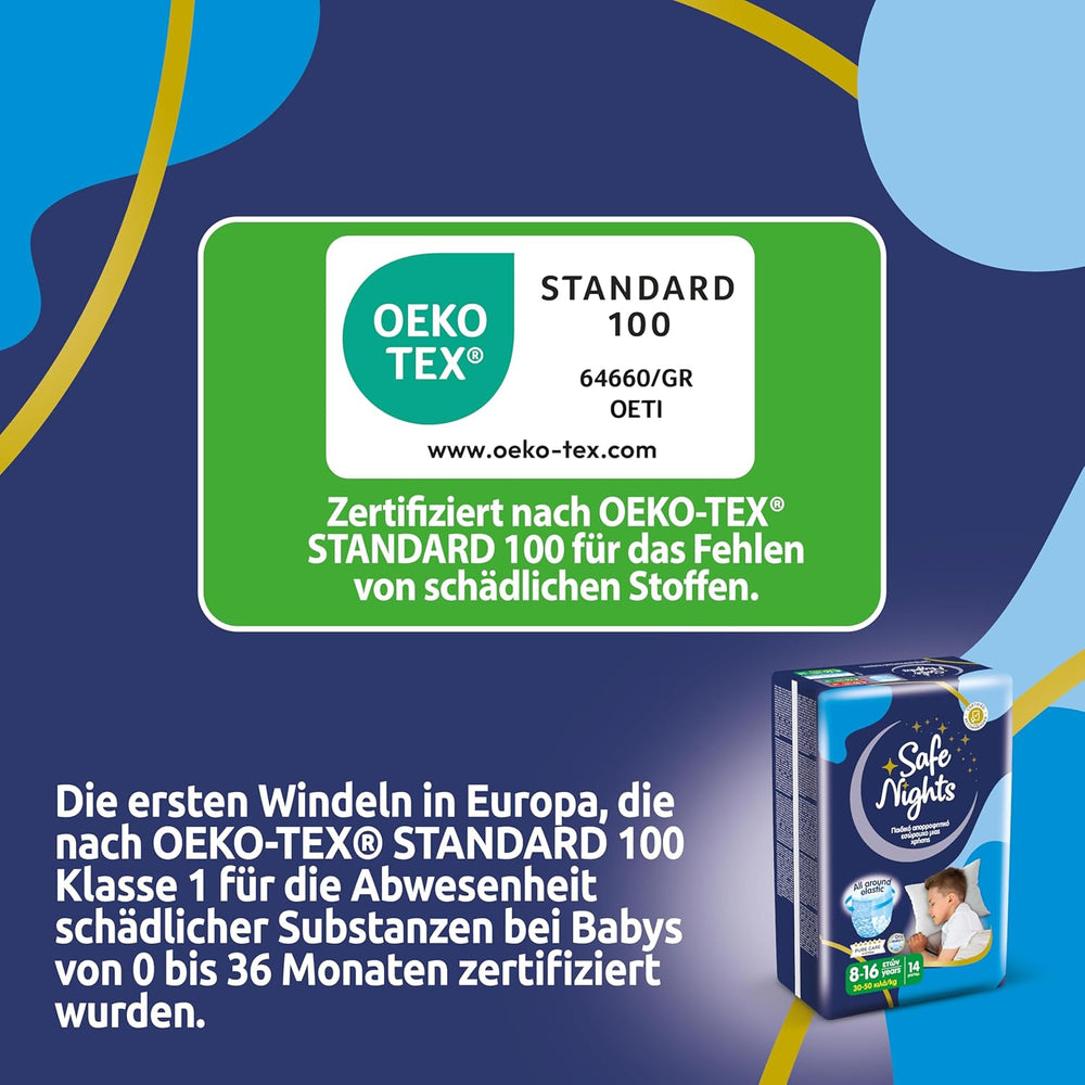 Safe Nights Boy, natbukser til alderen 8-16 år (30-50 kg), 84 stk.