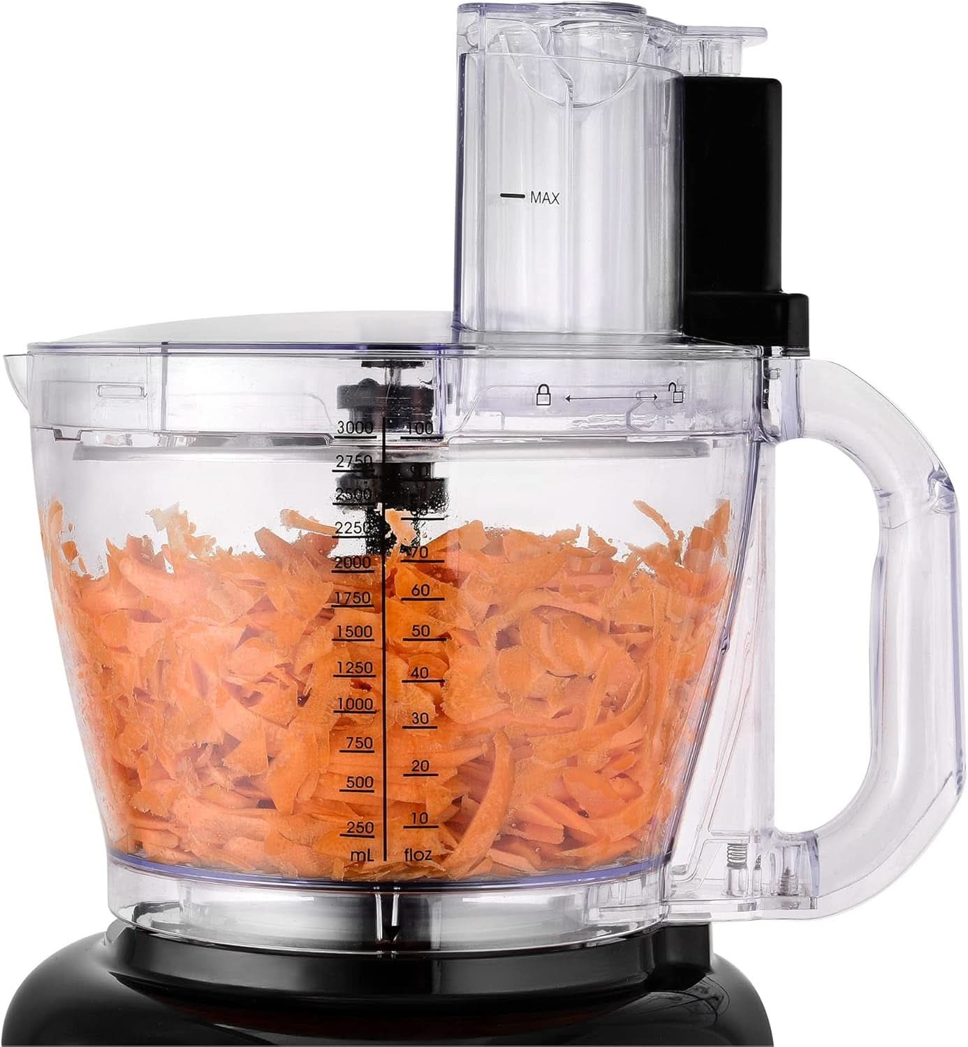 Kom nu! 8-I-1 Küchenmaschine, 3-L-Schüssel, 1,75-L-Mixbehälter, 2 Geschwindigkeitsstufen, Turbo-Funktion, 1000 W, Schwarz/ Silberfarben, VG HA 3001 Mor og barn Naty Shop