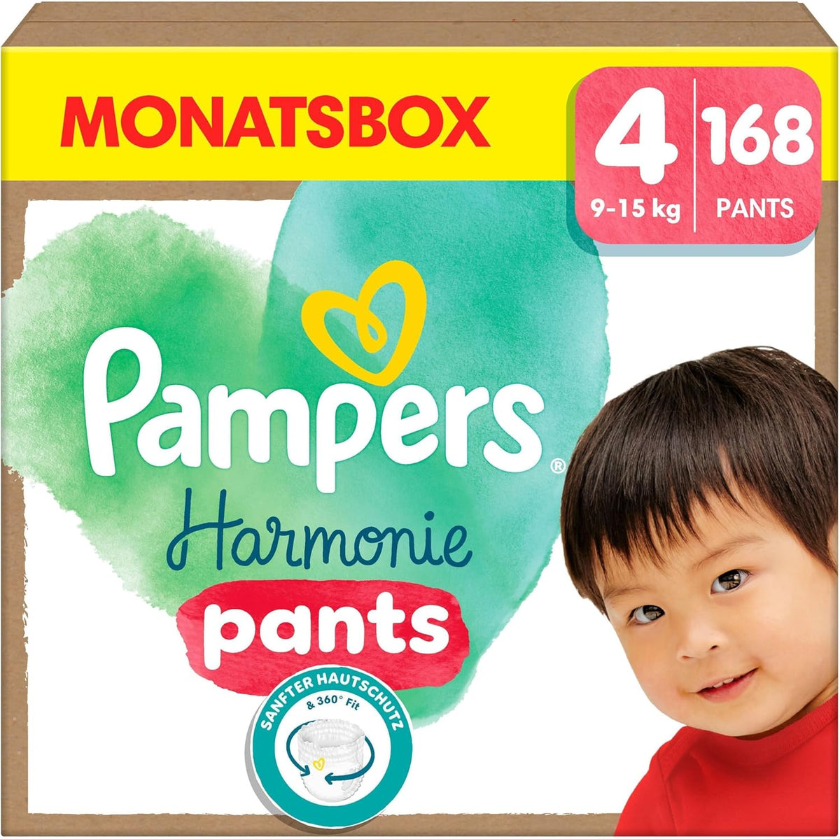 Pampers Harmony Pants bleer str. 4, 168 bleer, 9 kg - 15 kg, skånsom hudbeskyttelse og 360° komfort