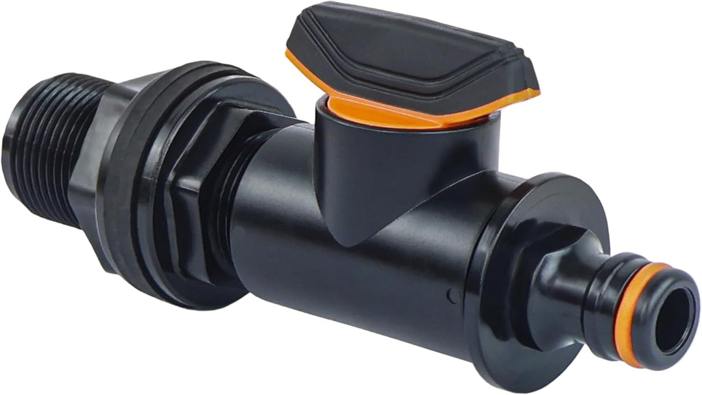Racord rezervor cu robinet de închidere, filet exterior 26,44 mm, conector rapid 3/4", racord butoi de ploaie, butoi de ploaie, butoaie cu apă, 1 bucată