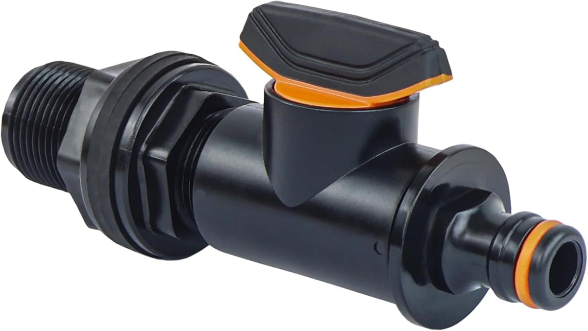 Racord rezervor cu robinet de închidere, filet exterior 26,44 mm, conector rapid 3/4", racord butoi de ploaie, butoi de ploaie, butoaie cu apă, 1 bucată