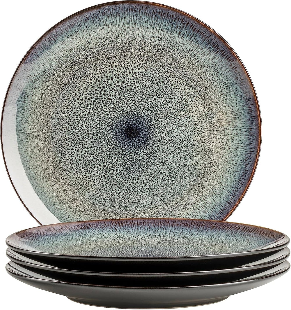 MÄSER 934100 Serie Teona, Keramik Geschirr Set Für 4 Personen Mit Grün-Brauner Reaktivglasur, 20-Teiliges Kombiservice in Modern Dezenten Coupe-Formen, Steinzeug Seturi vesela masa Naty Shop Speiseteller