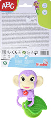Simba 104010192 - Zornăitor muzical ABC monkey, 2 elemente senzoriale, cu funcție muzicală, 17cm, jucărie pentru copii, de la 6 luni Jucarii Bebe Naty Shop