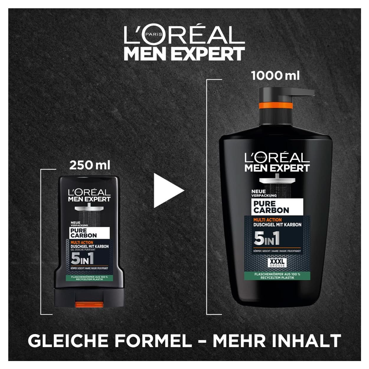 L'Oréal Men Expert XXXL 5In1 Shower gel og shampoo til mænd, 1 liter Naty Shop