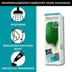 Vip's Prestige Be Extreme | Tonic semipermanent pentru păr 50 Wild Green | Pigment pur | Adaugă culoare părului vopsit sau cărunt | Rezultat temporar | Fără amoniac, fără parabeni, fără PPD Vopsea pentru par Naty Shop