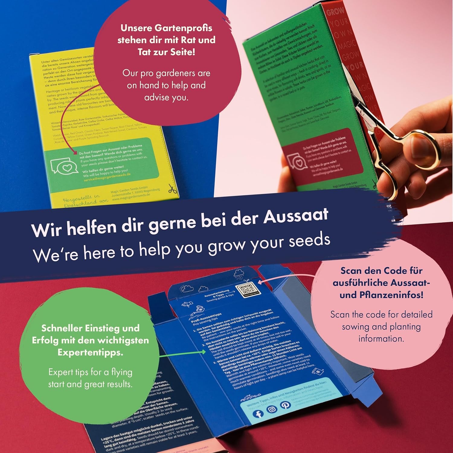 Tørrede blomster - 10 sorter af gratis bestøvede blomster - evigt og smukke - frøsæt til begyndere, som en lille gave eller til personlig brug