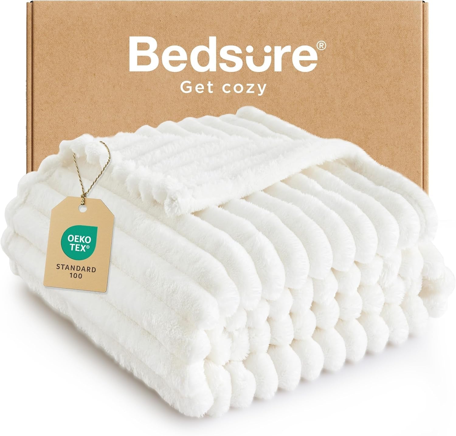 BEDSURE Sage Green Fleece-tæppe til sofa - Superbløde hyggetæpper til kvinder, sødt lille tæppe til piger, 127 X 152 cm senge og tæpper Besuche den BEDSURE-Store Have Hvid/Opulent Tee Xl (50" X 70")