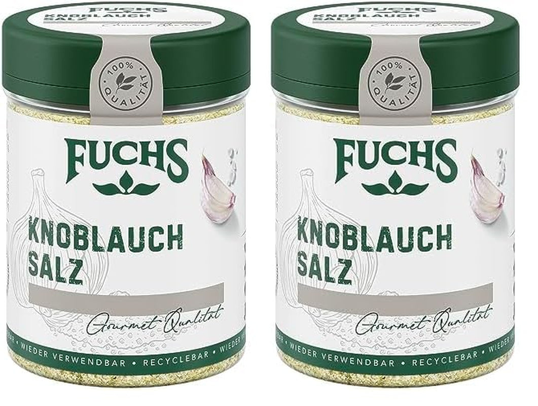 Fuchs Gewürze - Knoblauchsalz - Gewürzsalz für Dips, Saucen og Gemüse - naturlige ingredienser - 90 g i wiederverwendbarer, genbrugsbarer Dosis