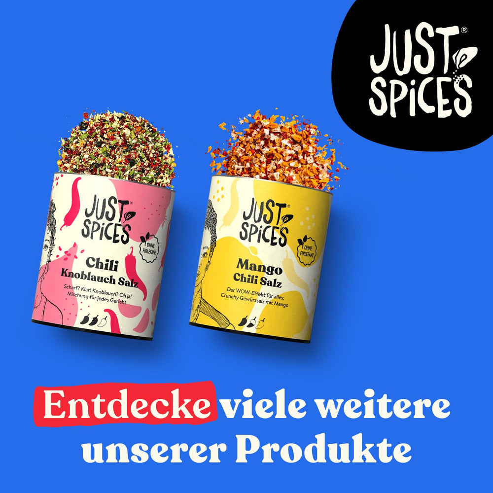Just Spices Chili Hvidløg Salt I Gewürzmix, der zu allen Gerichten schmeckt I Gewürzdose, 55 g