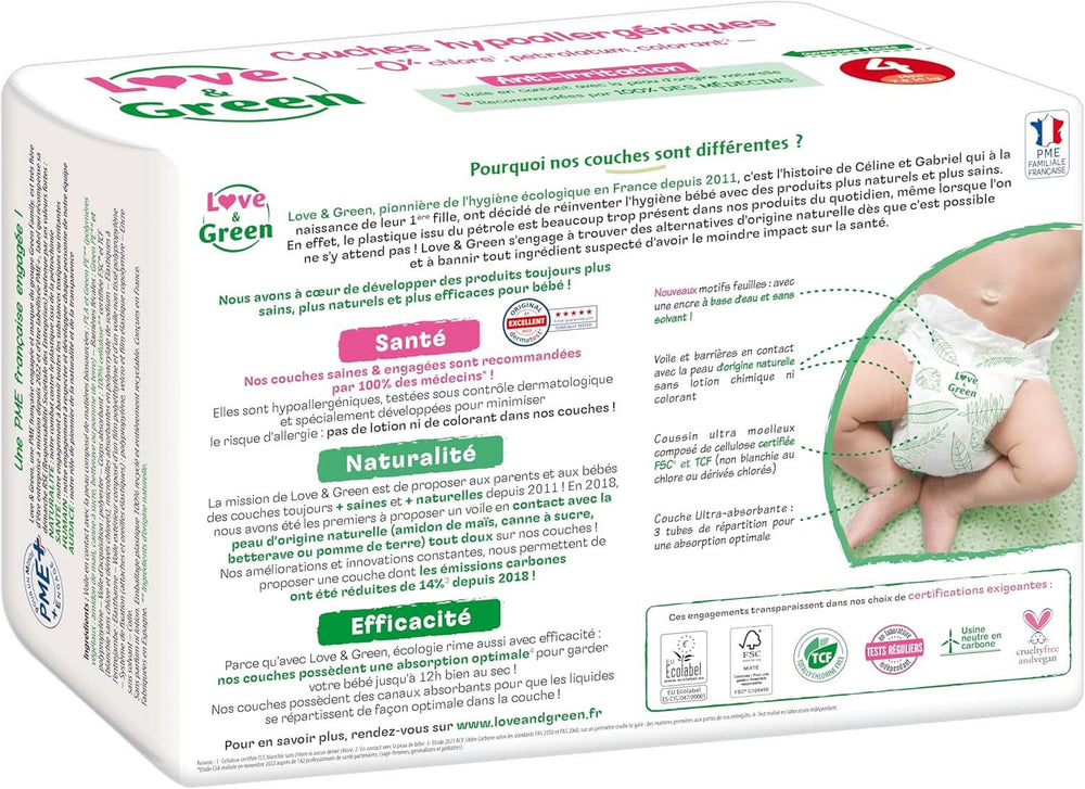 Love & Green, klorfri bleer, pakke til 1 måned, str. 4 Mother and Child Naty Shop