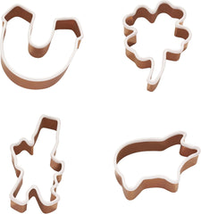 Forme de biscuiți Lurch 10546, set de 4 bucăți, model Lucky, cu model Coșar, Potcoavă, Porc, Trifoi, din oțel inoxidabil cu înveliș de silicon