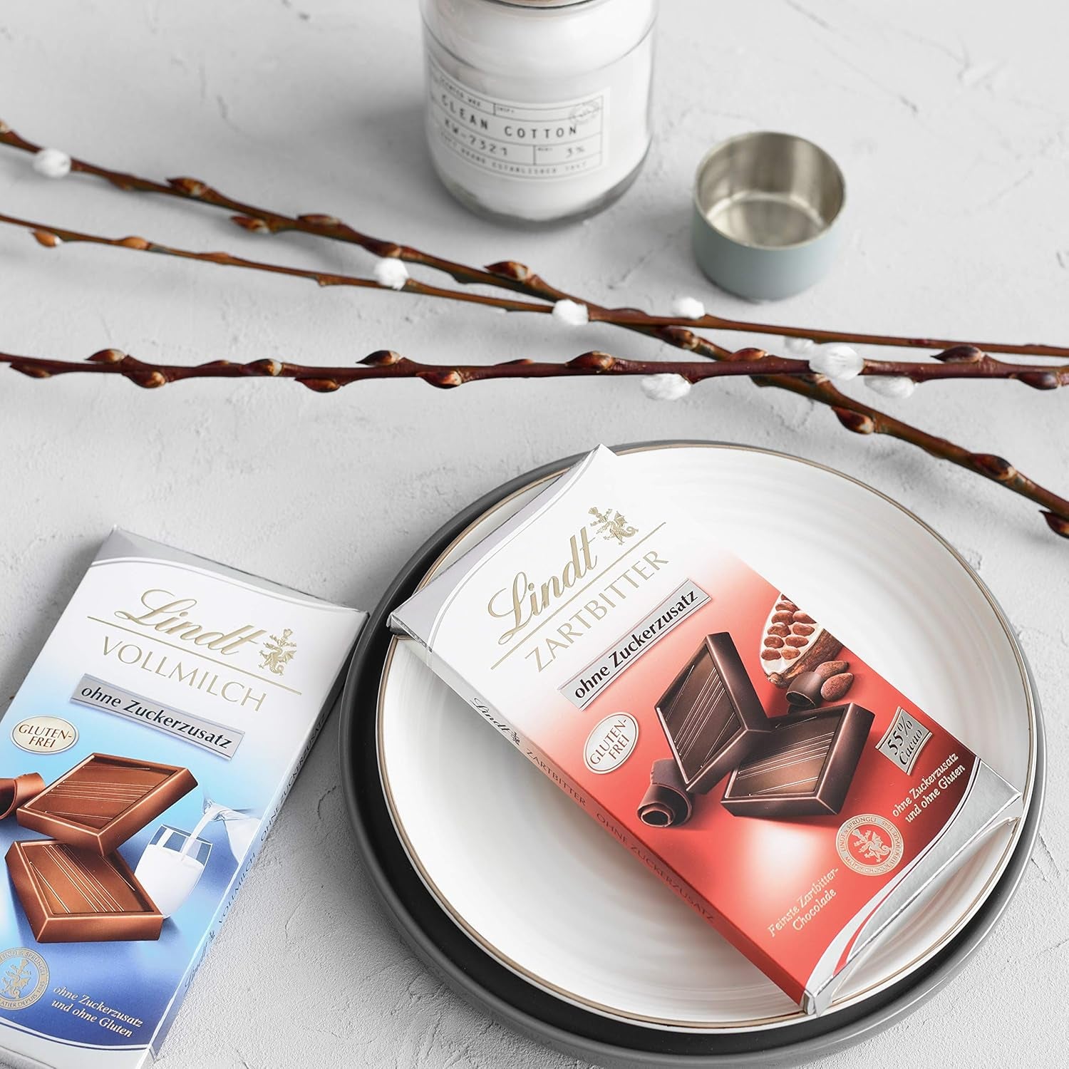 Mørk chokolade uden tilsat sukker | Tablet 100g | Den fineste med 55% kakao, glutenfri | Chokoladebar | Chokoladegavesæt (pakke med 4)