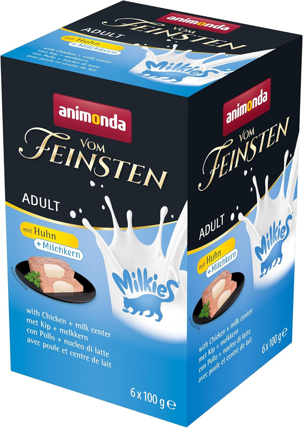 animonda Vom Feinsten Adult Katzenfutter, Nassfutter für ausgewachsene Katzen, mit Huhn + Milchkern, 6 x 100 g
