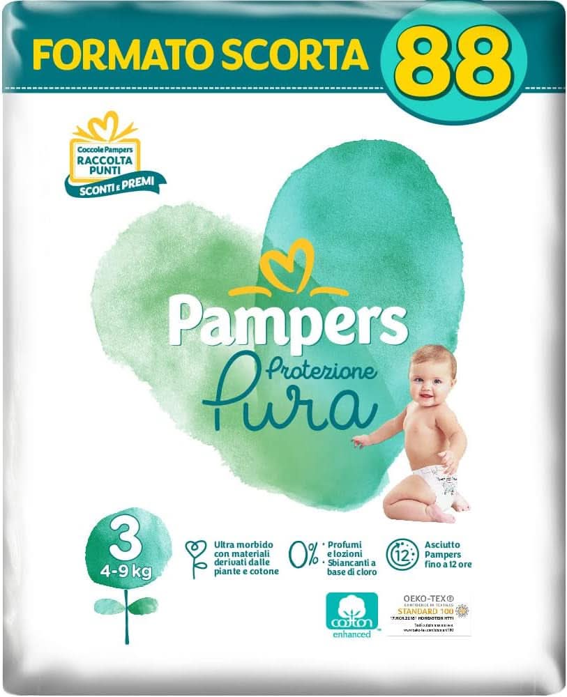 Pampers Naturello, 76 bleer med bomuld og naturlige plantematerialer, 0% duft, str. 4 (7-18 kg) Mother and Baby Naty Shop 3 (88 stk)