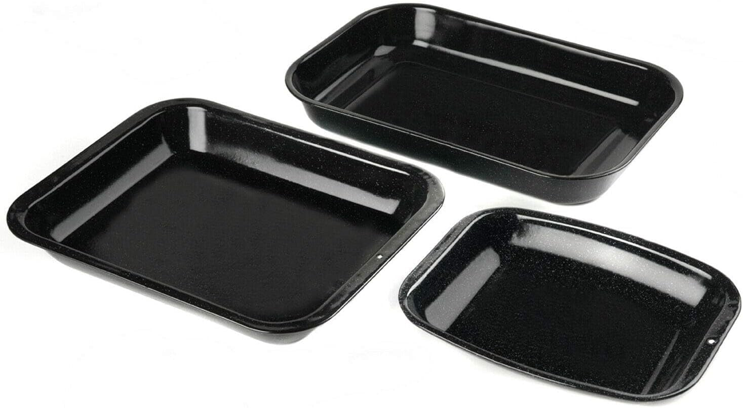 Russell Hobbs CW9161 Romano 34Cm Emalje Bräter - Mit Gitter, Rechteckige Auflaufform Mit Rost, Spülmaschinenfest Ofenform, Grill Auflaufform, Bratform Für Backofen Ofenbeständig Bis 230 Degree Forme og bakker til bagning Naty Shop Satz 3-Teiliger