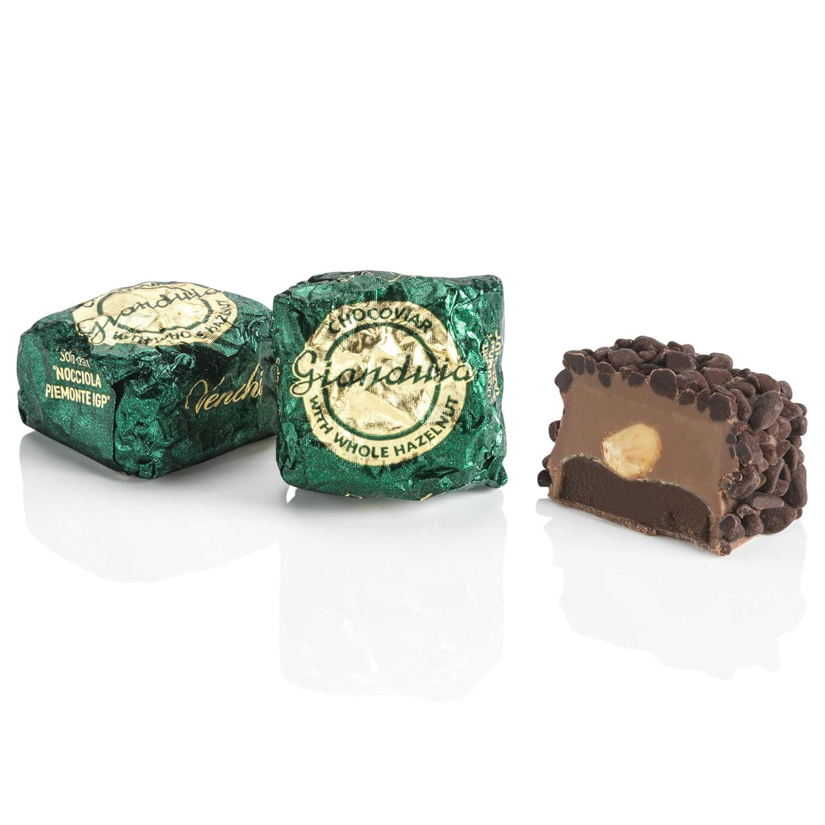 Venchi – Chocoviar Gianduia, praliner i 1 kg pose, Gianduia chokolade fremstillet udelukkende med "Piemonte skovhasselnødder", glutenfri, uden kunstige farver og uden konserveringsmidler