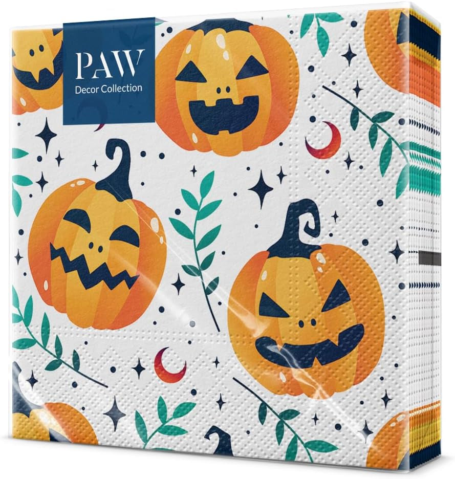 PAW - Șervețele 3 straturi (33 X 33 Cm) I 20 bucăți I Perfect pentru zile de naștere, petreceri, întâlniri I Decorațiuni de toamnă pentru masă I Șervețele de hârtie colorate - frunze de toamnă de umbrelă I Frunze de umbrelă