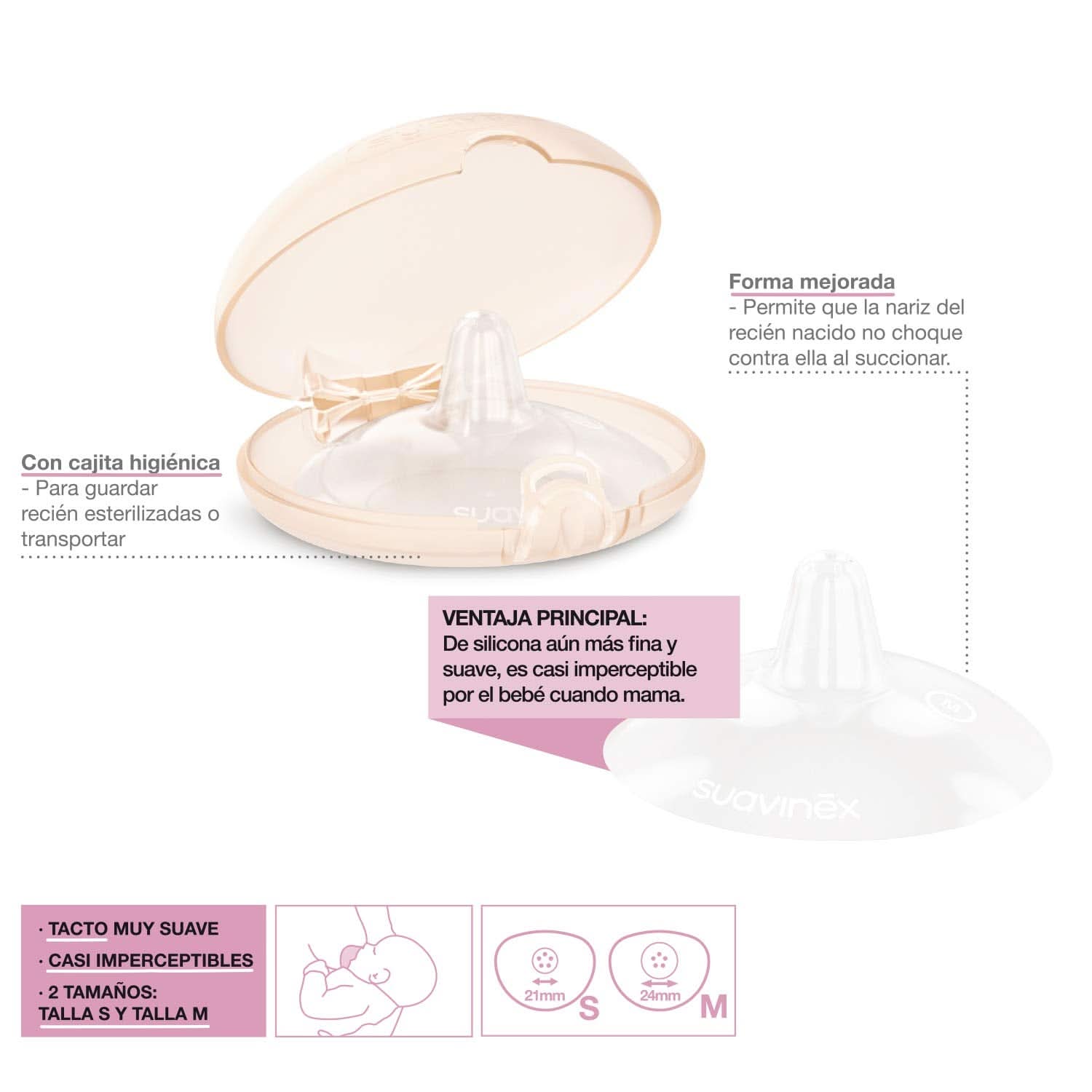 Suavinex Brustpolster Aus Silikon, Größe S, 2 Stück Tilbehør Mad og Amning Bebe Naty Shop