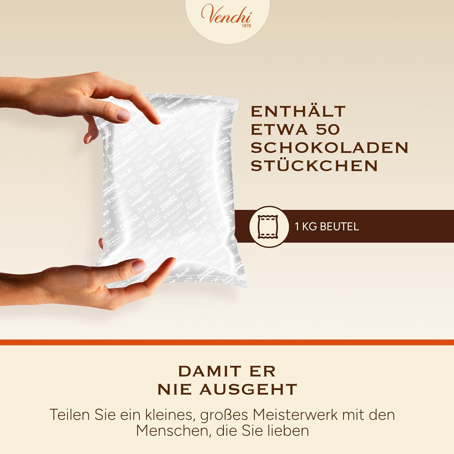 Venchi – Chocoviar Gianduia, praliner i 1 kg pose, Gianduia chokolade fremstillet udelukkende med "Piemonte skovhasselnødder", glutenfri, uden kunstige farver og uden konserveringsmidler