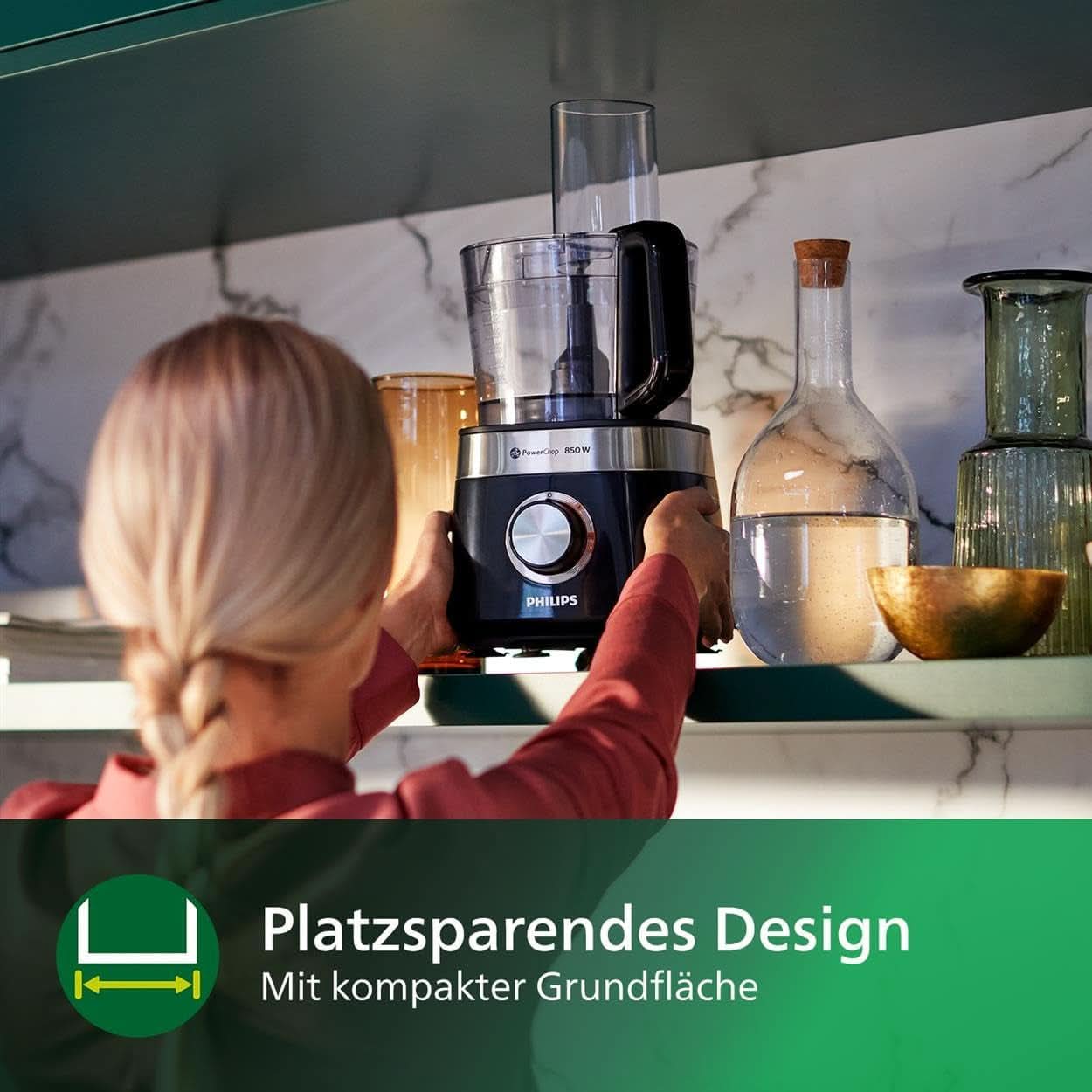 Philips Kompakte Küchenmaschine – 850W, 31 Funktioner, 2,1-Liter-Behälter, Powerchop, Edelstahlklinge (HR7530/10) Køkken Naty Shop