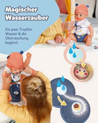 BABY Born Emma i jungle stil - Dukke 43 cm høj - 10 funktioner Inklusiv tilbehør og kjole i unisex farver - Fungerer uden batterier - Velegnet til børn fra 3 år og derover Naty Shop Dolls