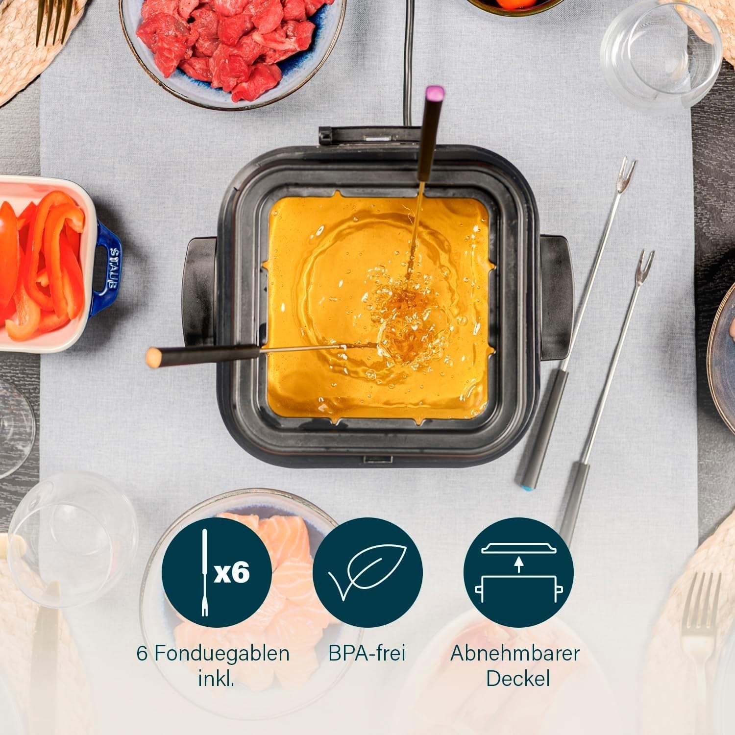 Princess 182611 Mini Fondue Frituregryde - Hurtig opvarmning - Lugtfilter - 1,2 liters kapacitet, sølv Hvidevarer Naty Shop