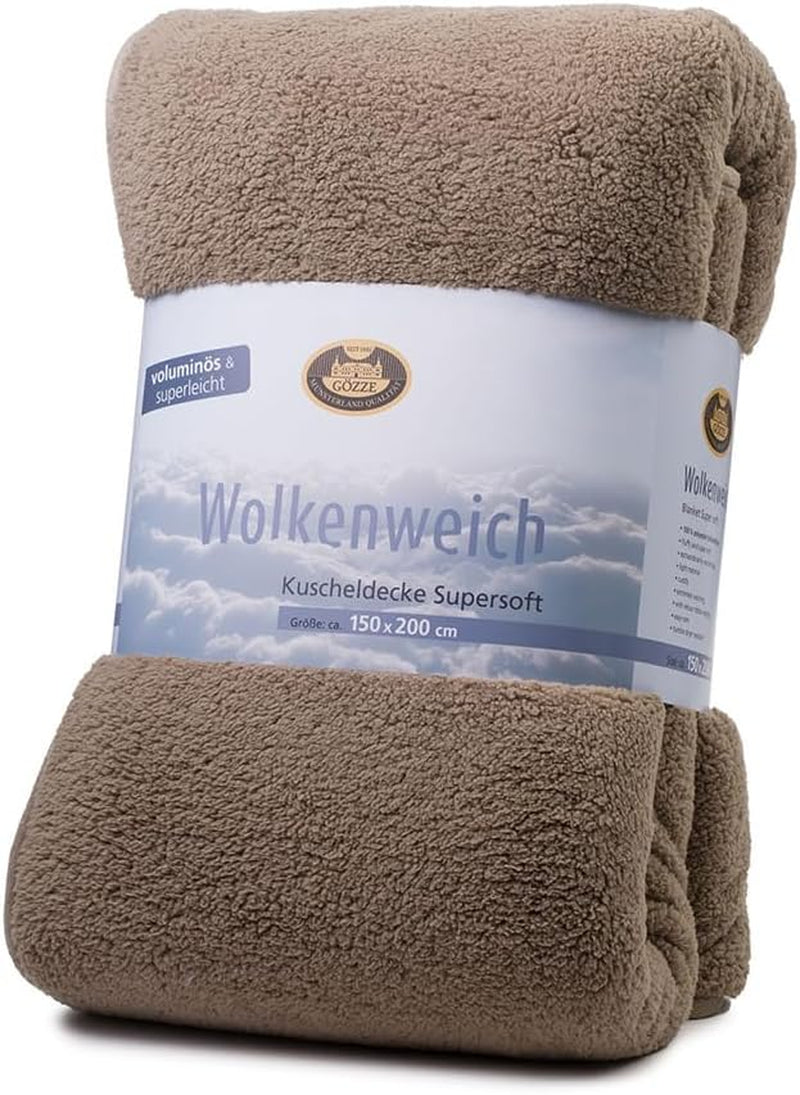 Gözze - Skyblødt kæletæppe, fåreskindsimitation, 100% polyester (mikrofiber), 150 X 200 Cm - Kameldyner og -dyner Naty Shop Stone