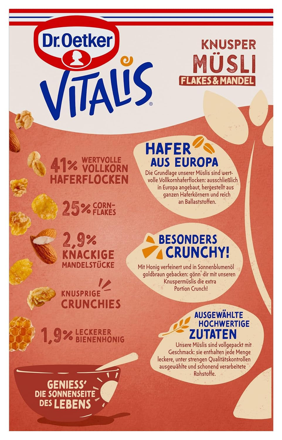 Dr. Oetker Vitalis Crunchy Flakes: Crunchy müsli med cornflakes og mandelstykker, pakke med 5 (5 x 600g)
