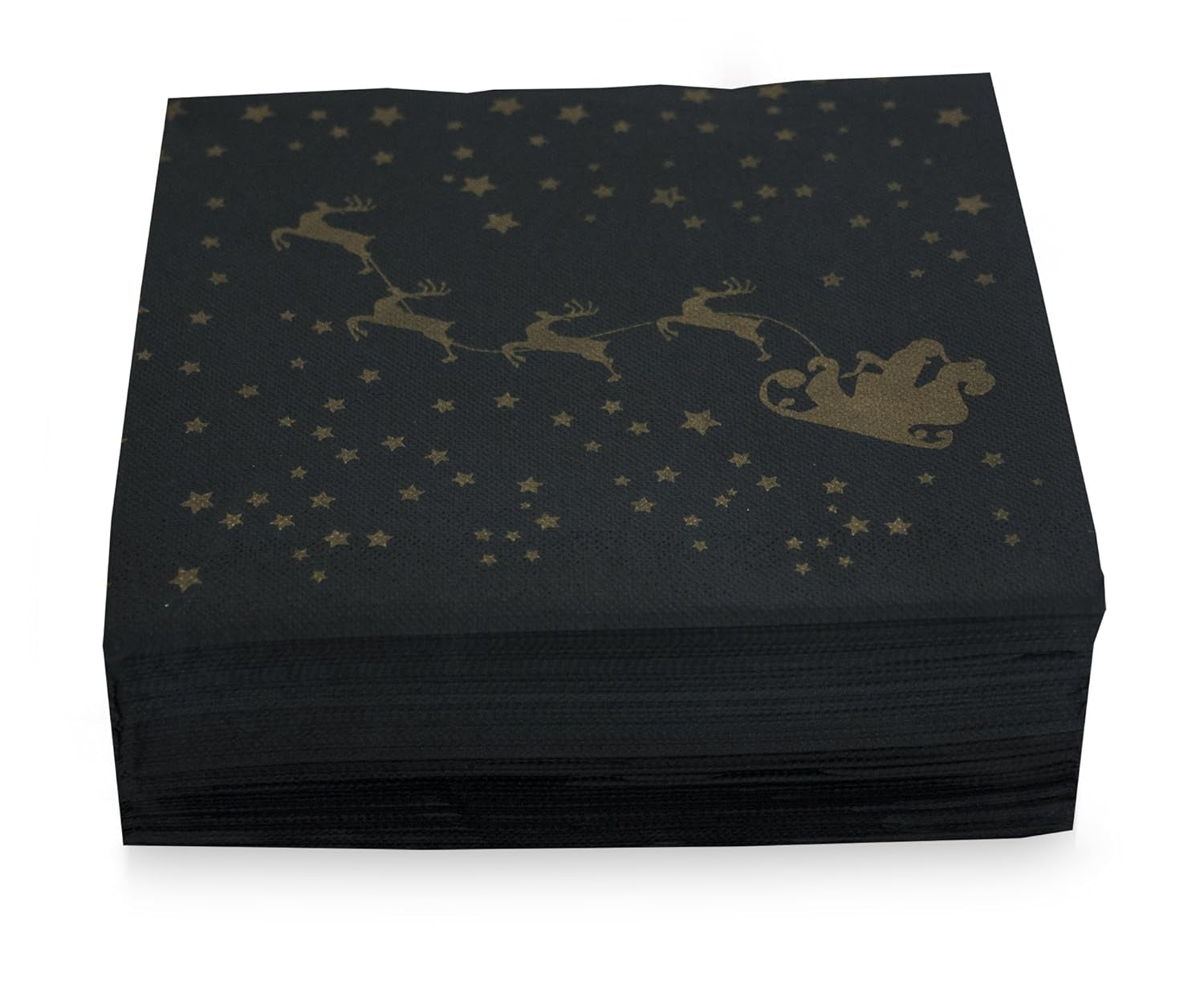 Saten Santa Claus, șervețele 40 X 40, 2 straturi, 1/4 fold, 50 șervețele, Punta-Punta, negru