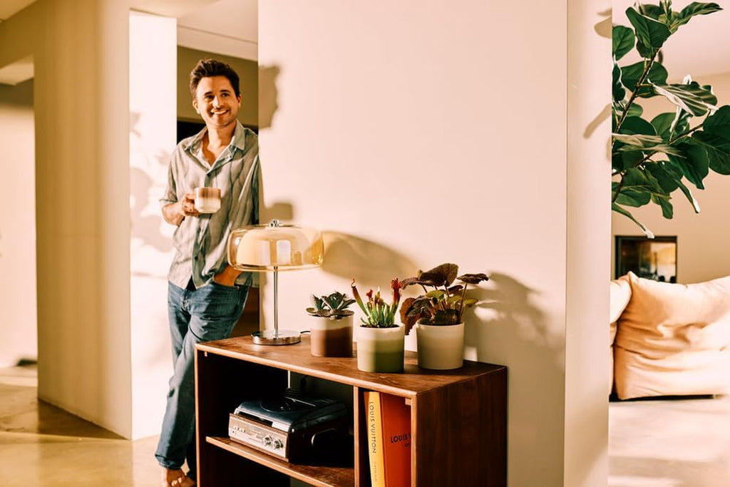 Ghiveci rotund elho Colour Gradient 18cm - Ghiveci de flori de interior - 100% plastic reciclat - Ø 18,2 x H 16,8 - Bej/Bej Gresie