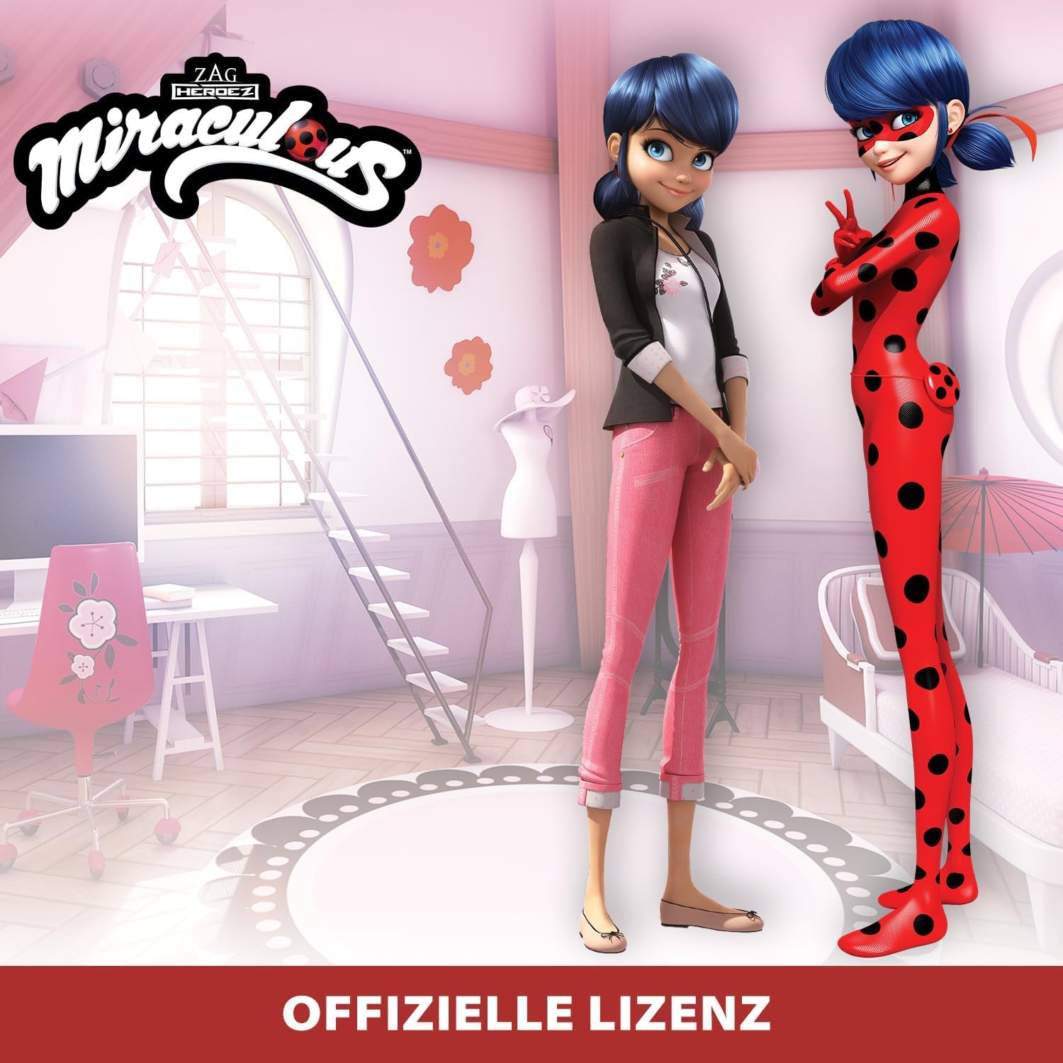 BANDAI – Miraculous Ladybug – Păpușă la modă Marinette și Ladybug – Păpușă articulată 26 cm cu 2 ținute – Păpușă articulată Miraculous Toy – Jucărie pentru copii de la 4 ani în sus – P50355