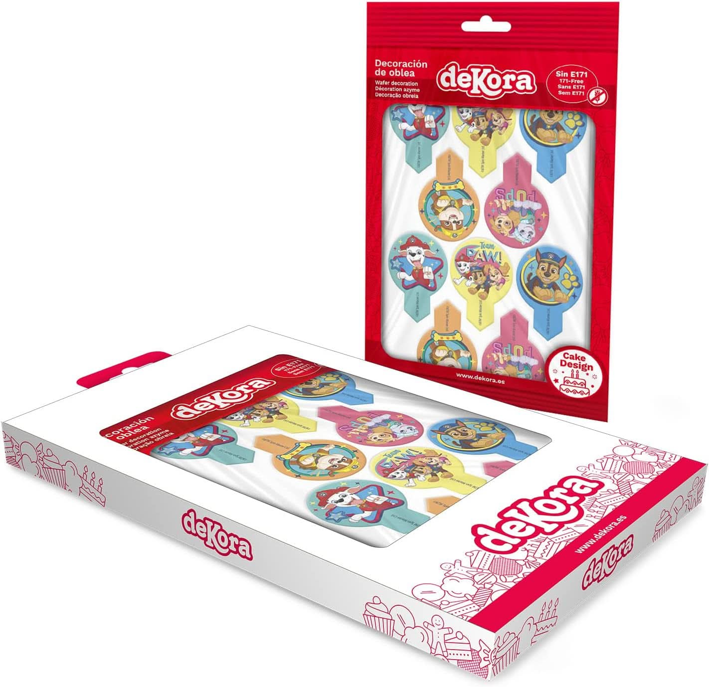 Dekora, Dekorapin Paw Patrol Spiselige kagepynt, 20 spiselige papirvafler - 6,5 X 4 Cm Naty Shop