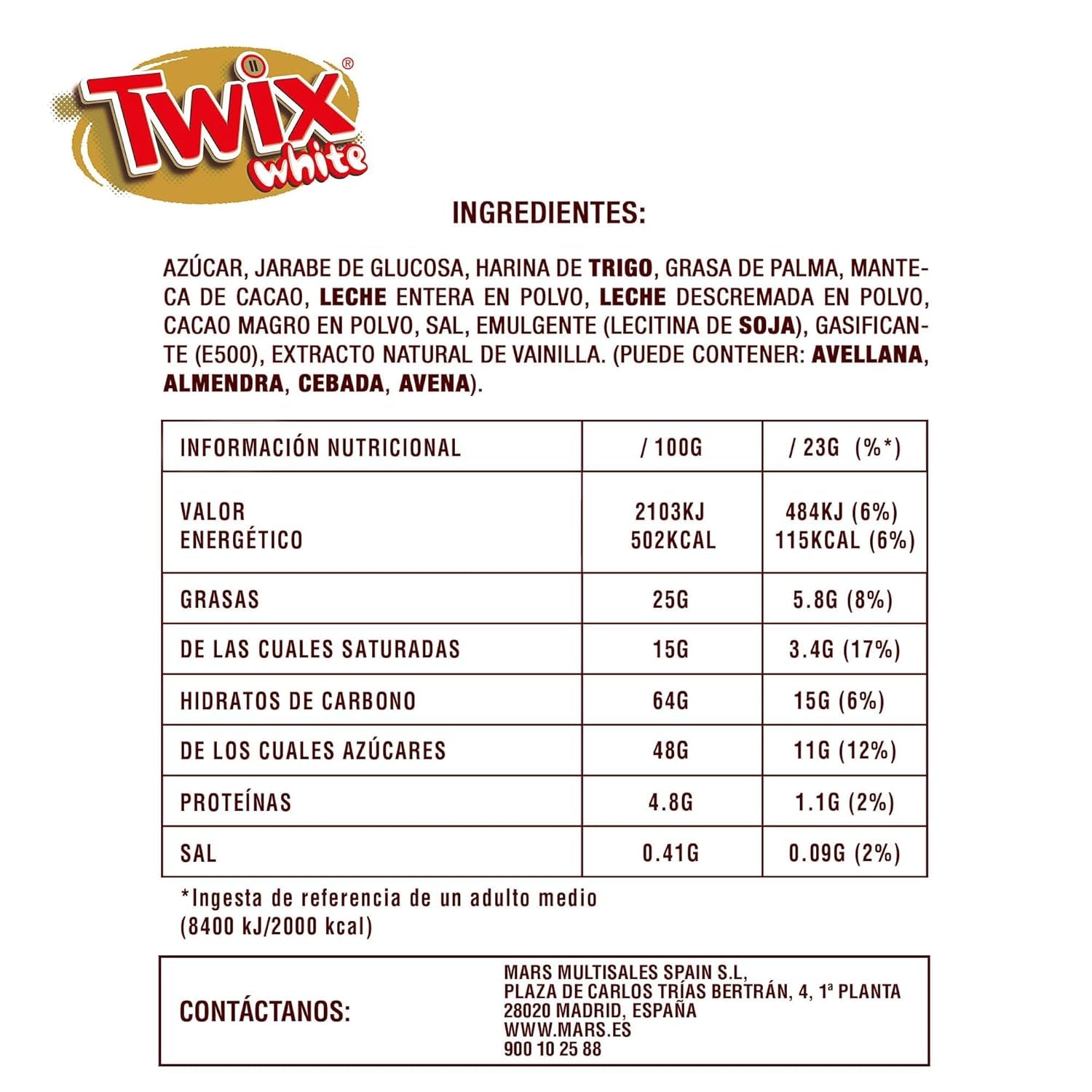 Twix hvide chokoladebarer | Karamel, kiks, hvid chokolade | Chokolade multipakke | 5 barer (5 x 46 g) (pakke med 5)