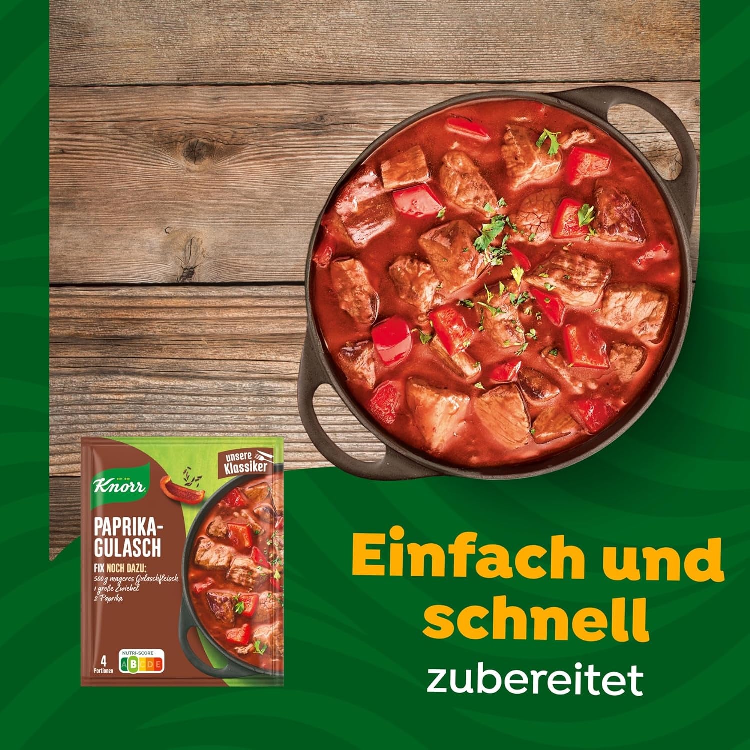 Knorr Fix Würzmischung Paprika-Gulash für ene leckeres Fleischgericht mit natürliche Ingredienten 4 Portionen